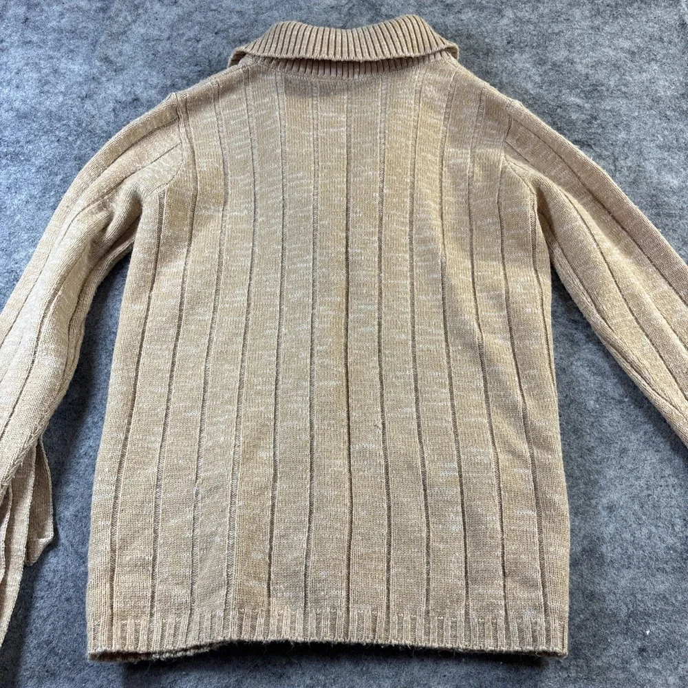 Vintage 70s British Vogue Belted Cardigan Sweater Women's S/M Cream Grandma Core